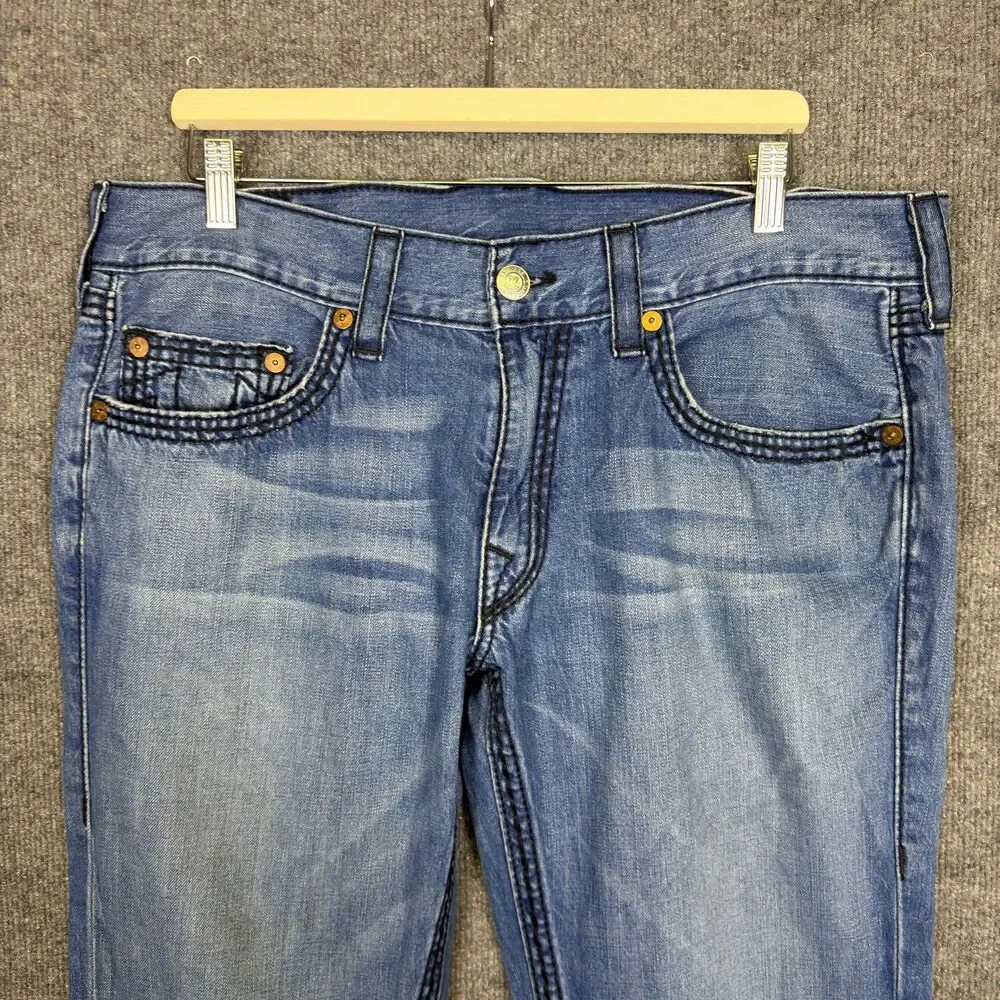 True Religion Men's Straight Jeans Size 36x32 Denim World Tour USA Buddha